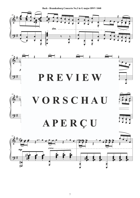 Product gallery: Page 8 of 11 Brandenburg Concerto No. 3 in G major BWV 1048, , Solo Piano