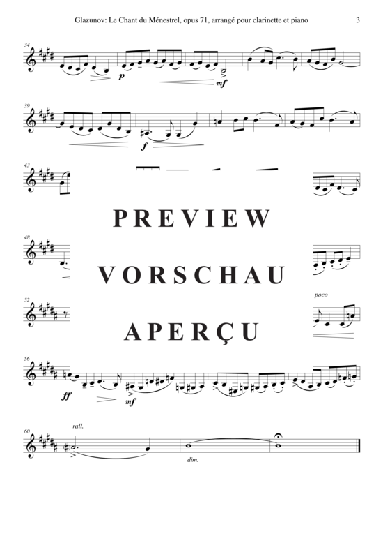 Product gallery: Page 12 of 12 Le Chant du Ménestrel, Opus 71 , , (clarinet in Bb + piano)