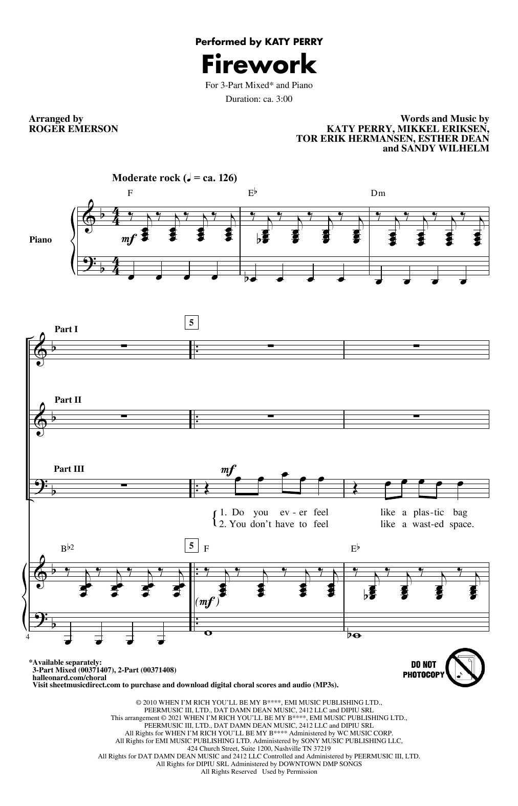 Produktbild zu: Firework (arr. Roger Emerson)