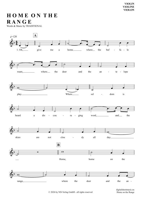 Product picture to: Home On The RangeAmerican Folk Song