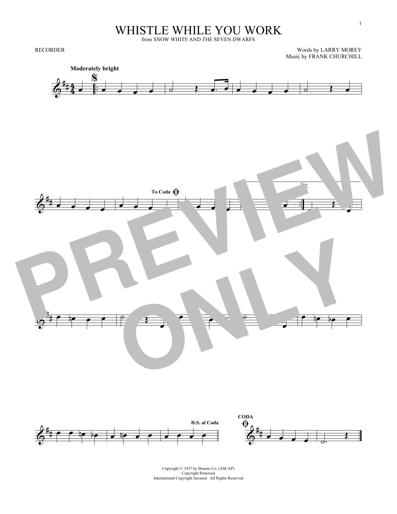 Product gallery: Page 1 of 1 Whistle While You Work (from Snow White And The Seven Dwarfs), Larry Morey & Frank Churchill