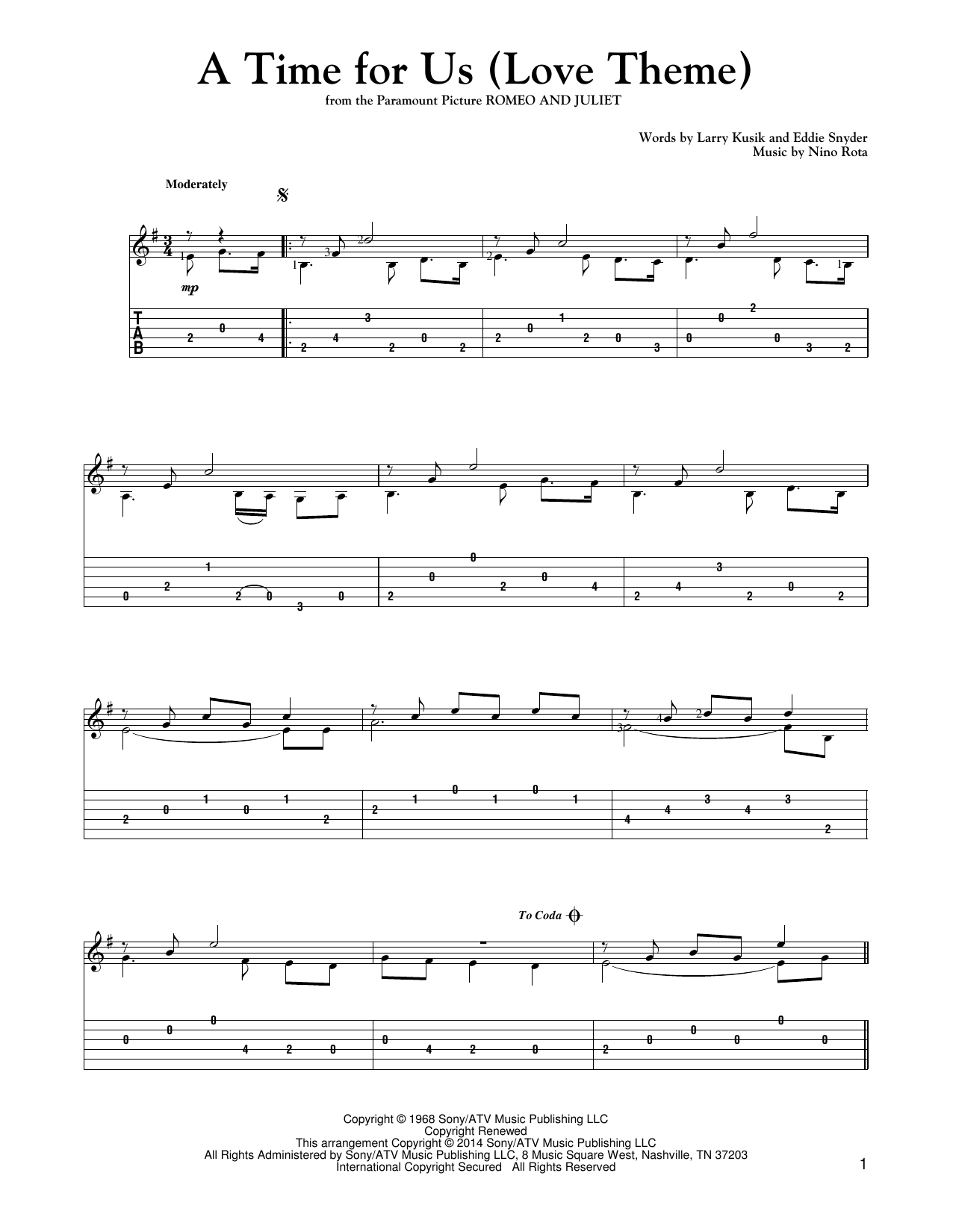 Produktbild zu: A Time For Us (Love Theme)