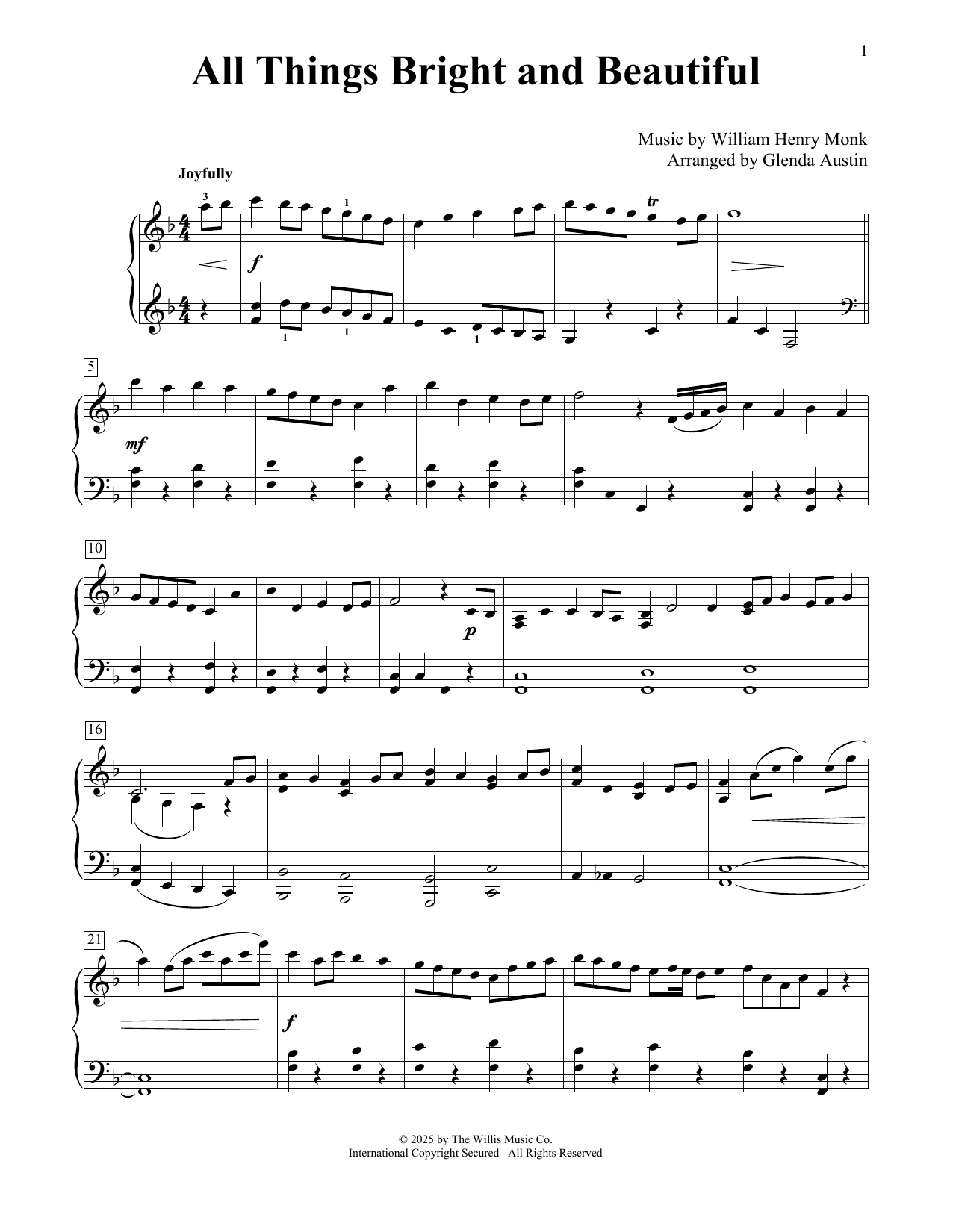Produktbild zu: All Things Bright And Beautiful (arr. Glenda Austin)