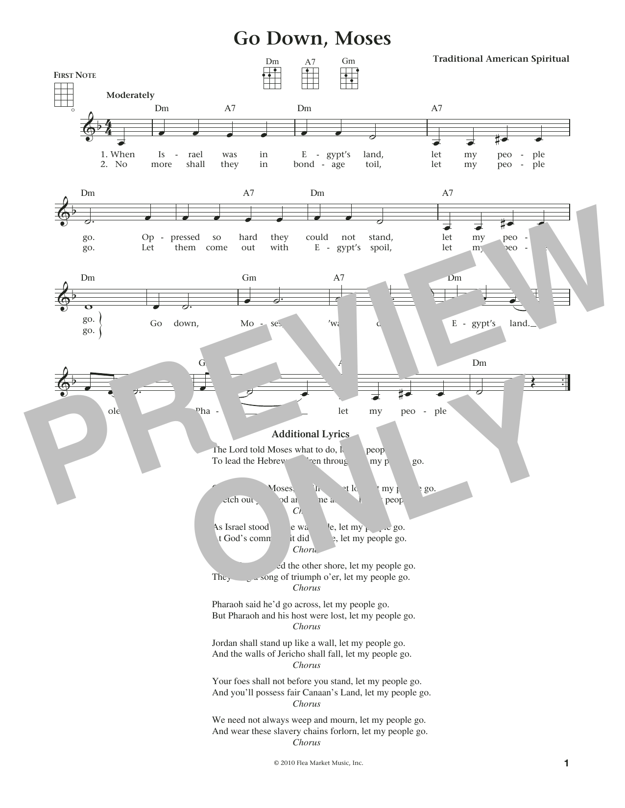 Product gallery: Page 1 of 1 Go Down, Moses (from The Daily Ukulele) (arr. Liz and Jim Beloff), Traditional American Spiritual