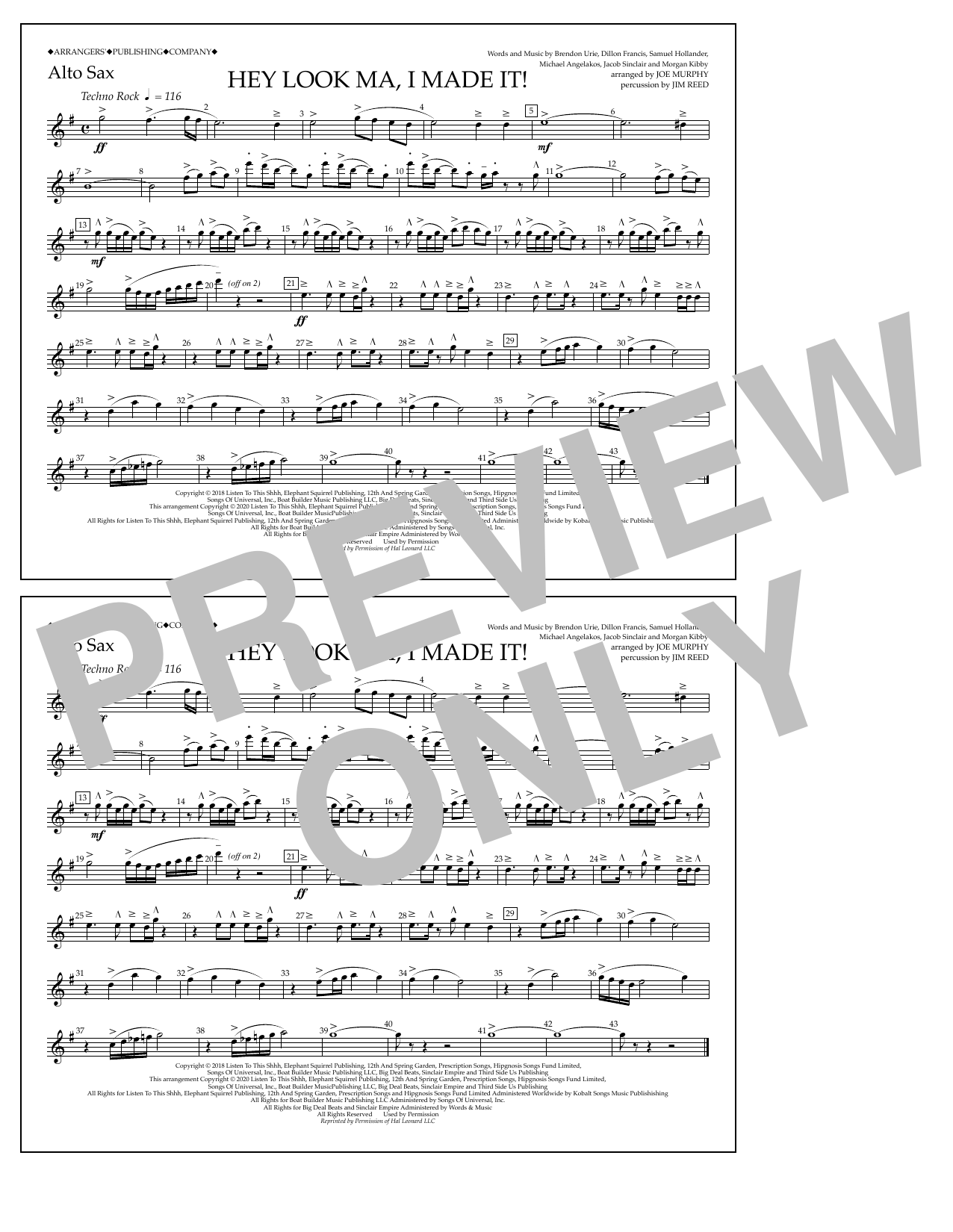 Produktbild zu: Hey Look Ma, I Made It (arr. Joe Murphy) - Alto Sax