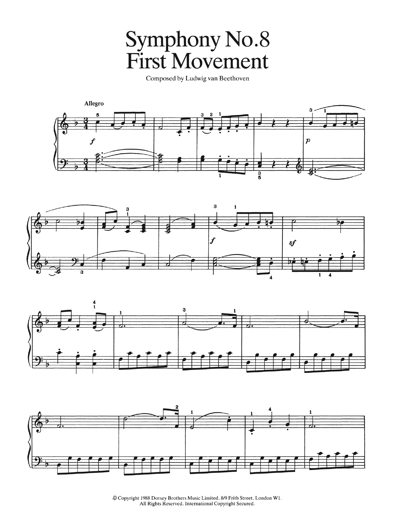 Produktbild zu: First Movement (from Symphony No. 8 In F Major, Op. 93)