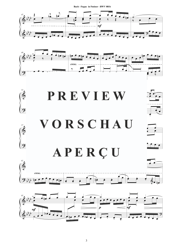 Produktgalerie: Seite 4 von 5 Fuge in F-Moll BWV 881b - Piano Version, , Klavier Solo