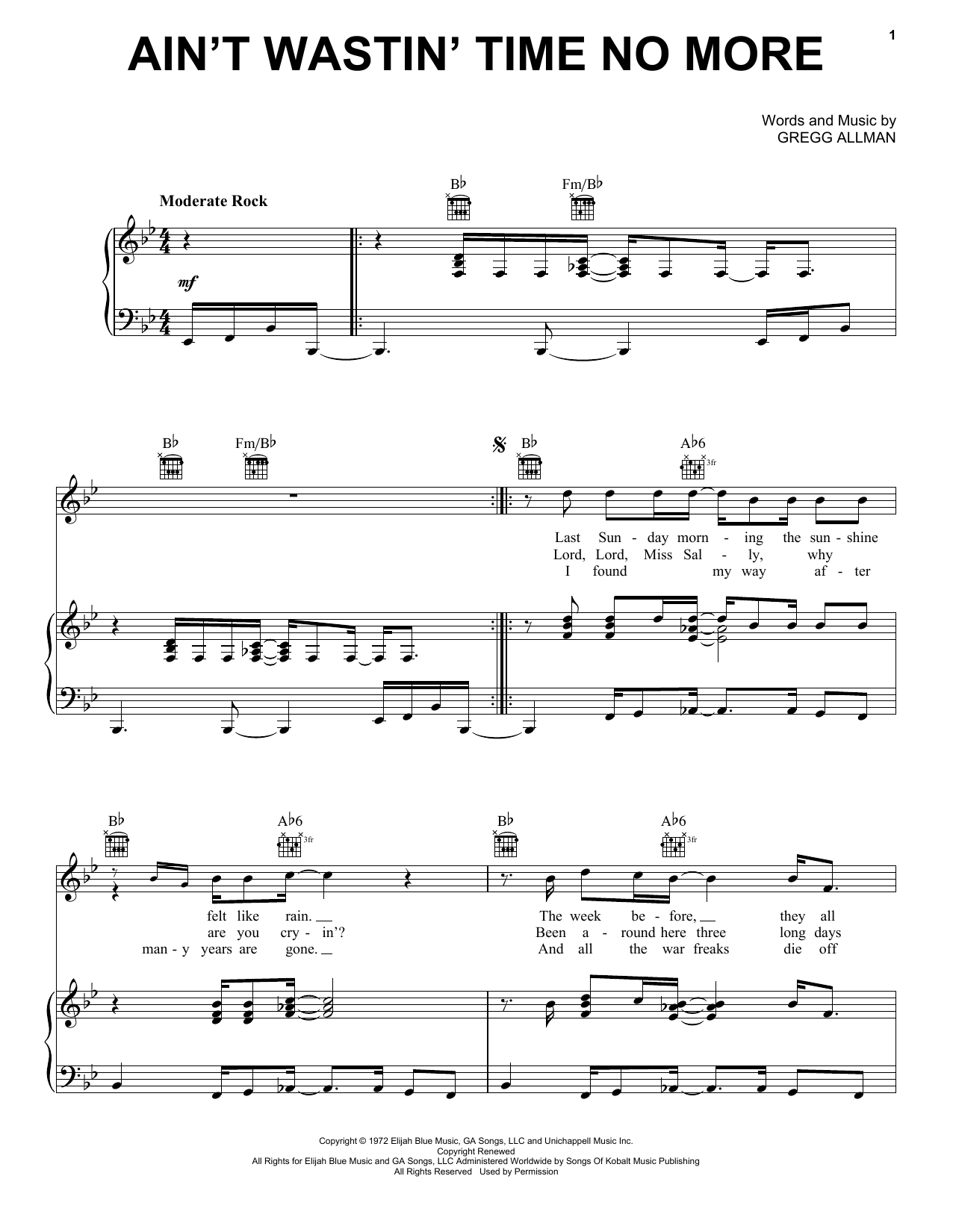 Produktgalerie: Seite 1 von 1 Ain't Wastin' Time No More, The Allman Brothers Band, Gesang, Gitarre, Klavier
