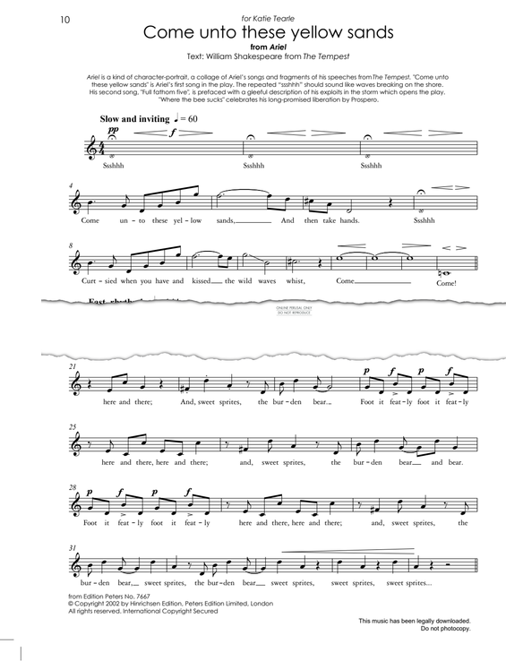 Produktgalerie: Seite 1 von 1 Come Unto These Yellow Sands (from 'Ariel'), Jonathan Dove, Gesang