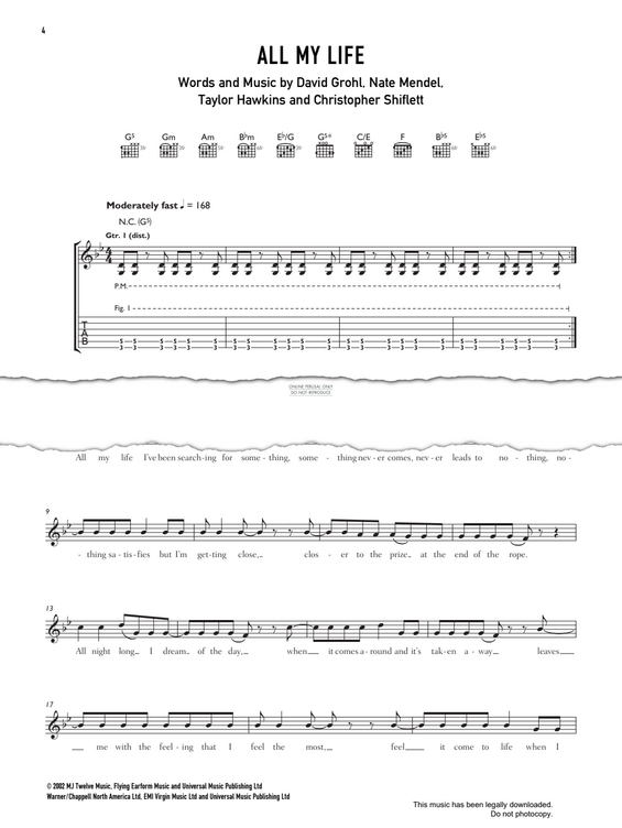 Product gallery: Page 1 of 1 All My Life, Foo Fighters