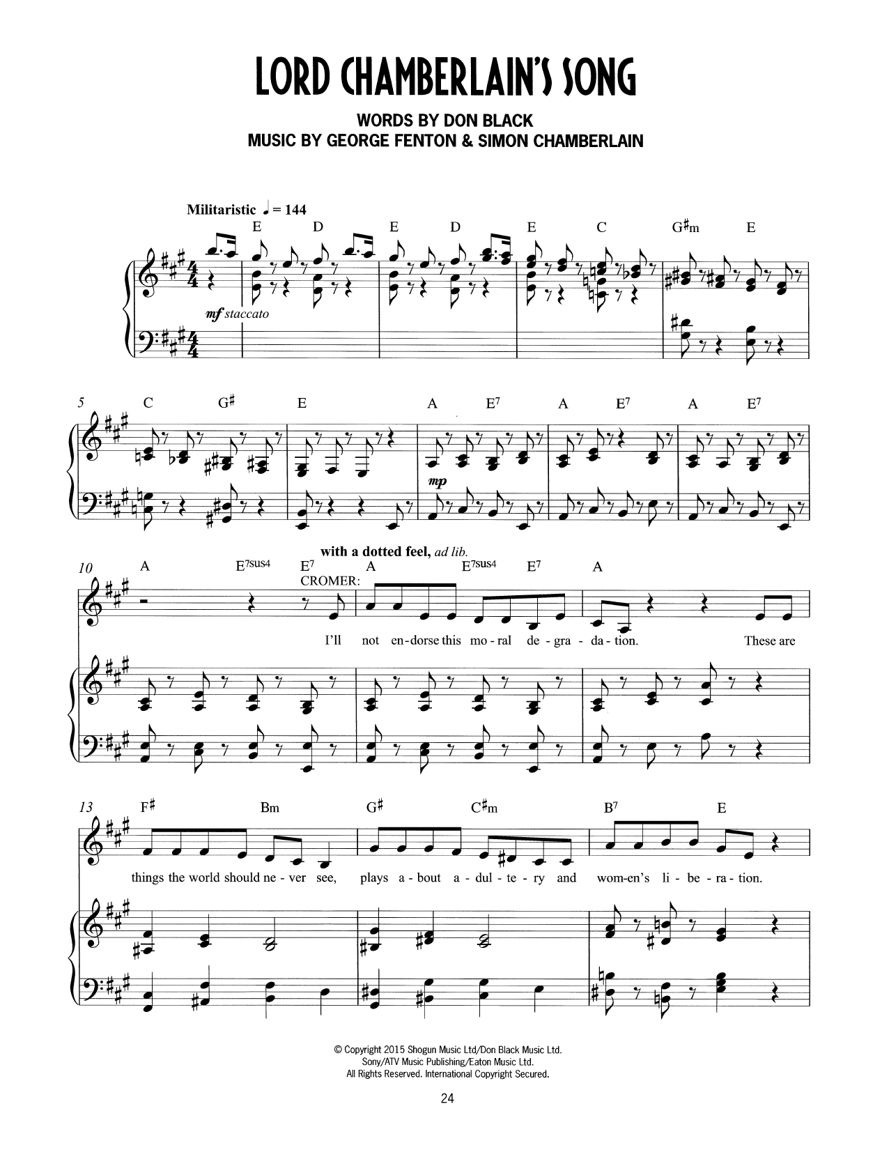Produktbild zu: Lord Chamberlain's Song (from Mrs Henderson Presents)