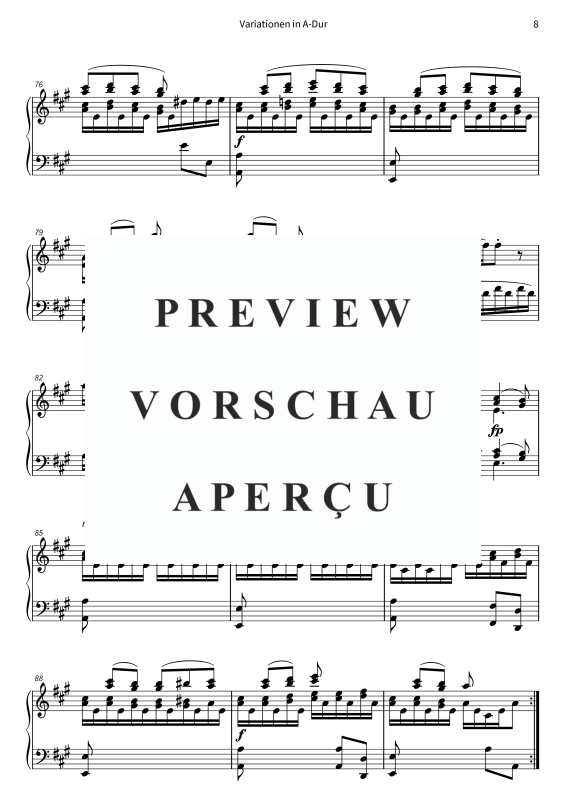 Produktgalerie: Seite 10 von 11 Variationen in A-Dur - Andante grazioso aus der Klaviersonate Nr. 11, KV 331, Wolfgang Amadeus Mozart, Klavier Solo