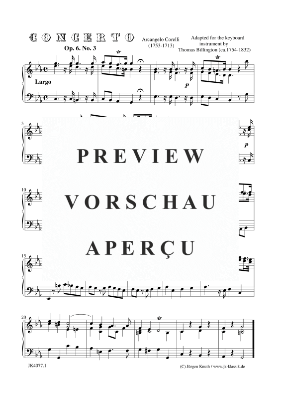 gallery: Concerto Op. 6. No. 3, , Klavier/Cembalo Solo