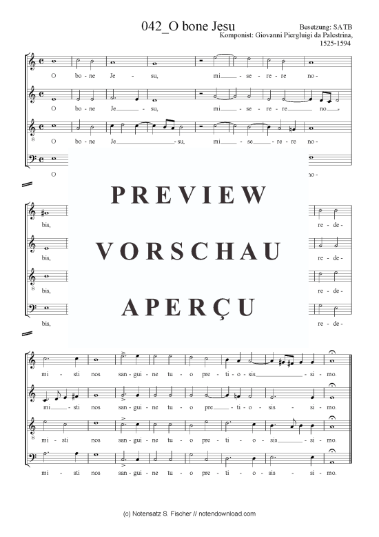 Product picture to: O bone Jesu Giovanni Piergluigi da Palestrina, 1525-1594 