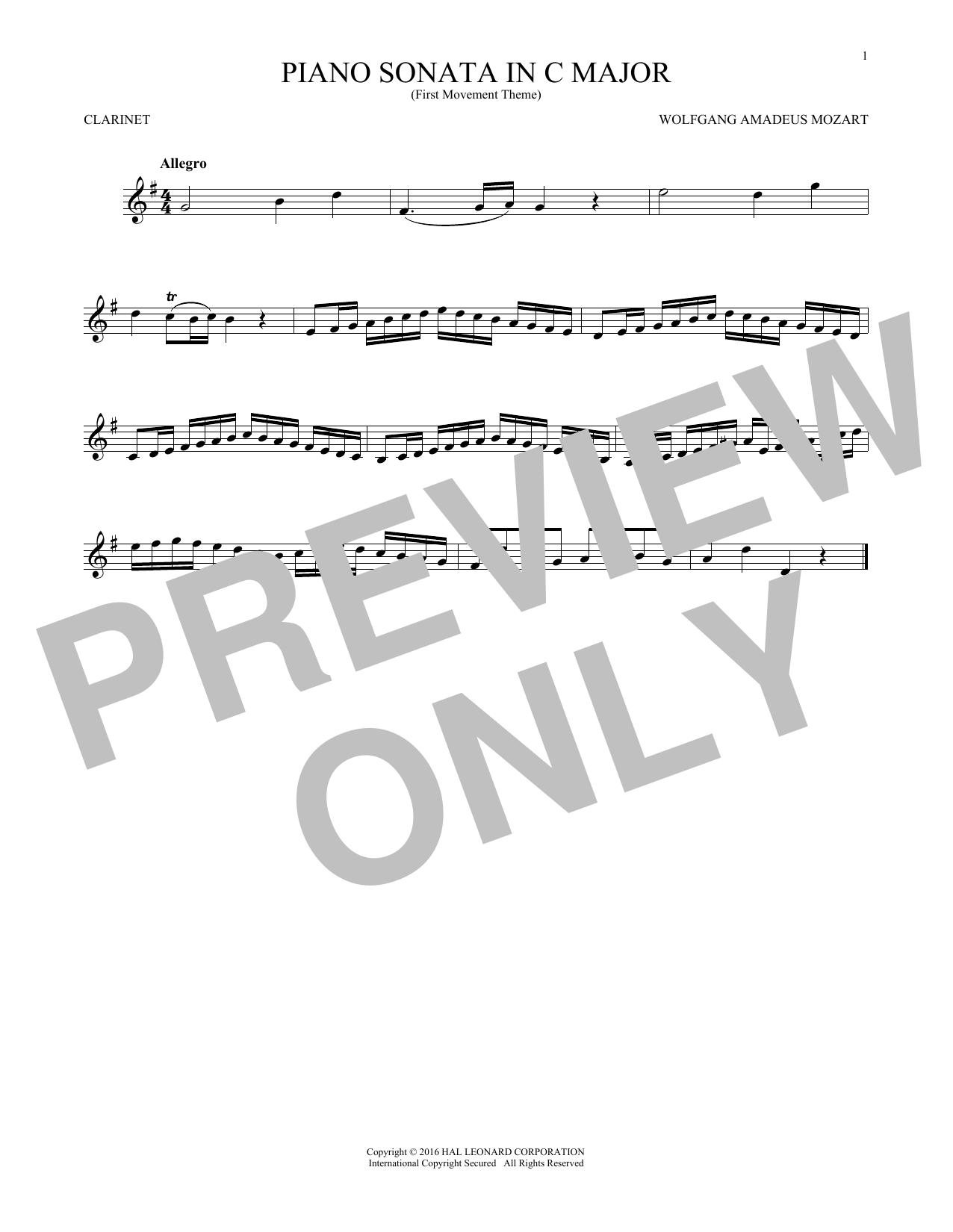 Product gallery: Page 1 of 1 Piano Sonata In C Major, Wolfgang Amadeus Mozart