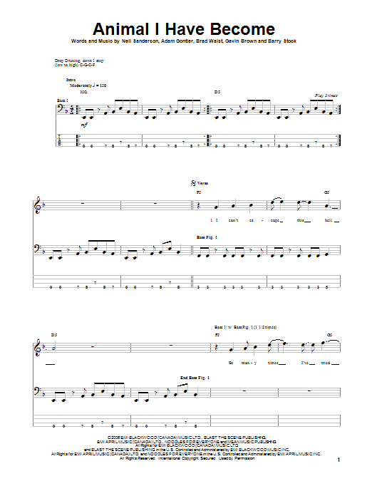 Produktgalerie: Seite 1 von 1 Animal I Have Become, Three Days Grace, E-Bass