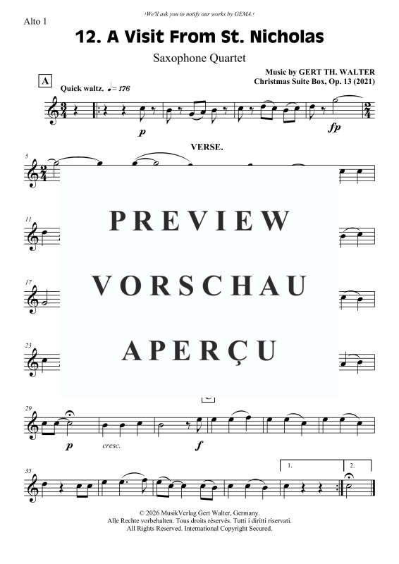 Produktgalerie: Seite 6 von 10 A Visit From St. Nicholas, , Saxophon Quartett S/A A T B/T