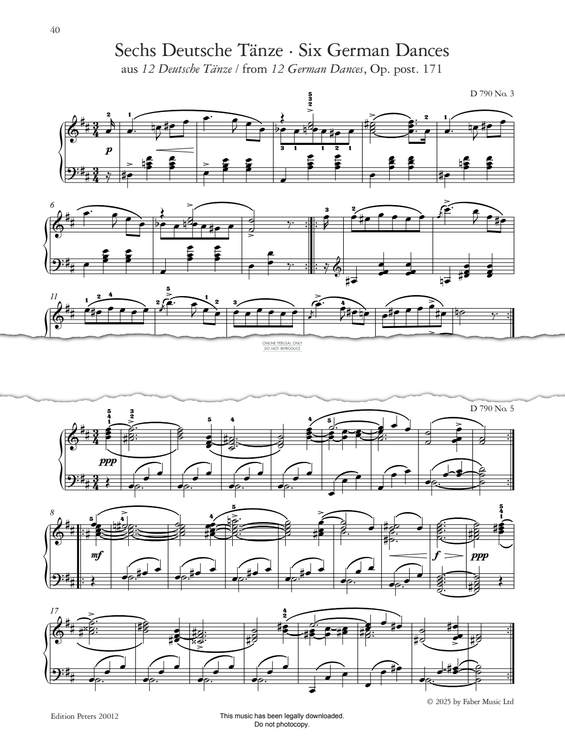 Produktgalerie: Seite 1 von 1 Six German Dances (from 12 German Dances, Op. post. 171, D 790), Franz Schubert, Klavier