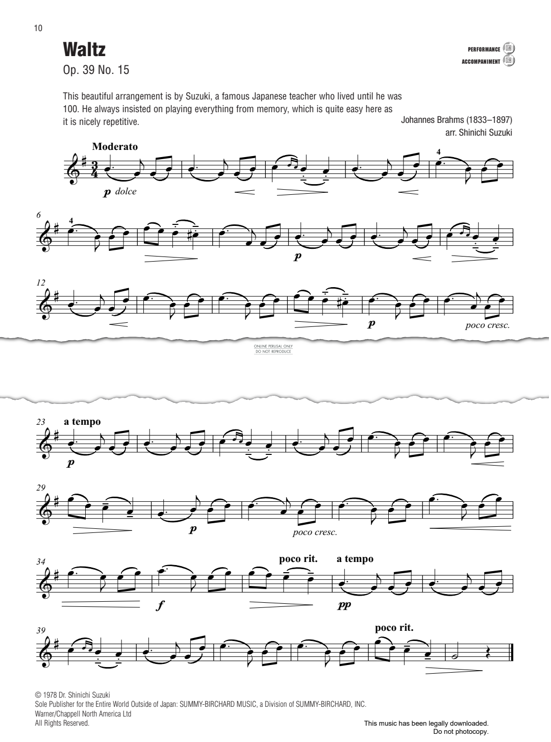 Produktgalerie: Seite 1 von 1 Waltz Op. 39 No. 15, Johannes Brahms, Klavier, Violine