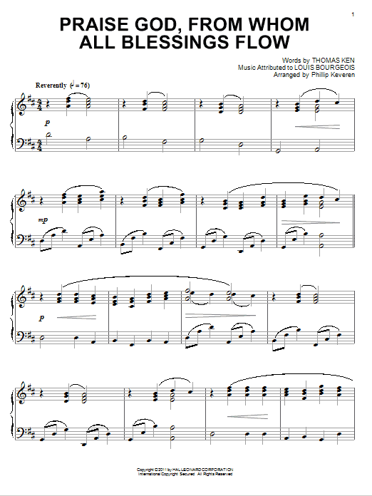 Product picture to: Praise God, From Whom All Blessings Flow [Classical version] (arr. Phillip Keveren)