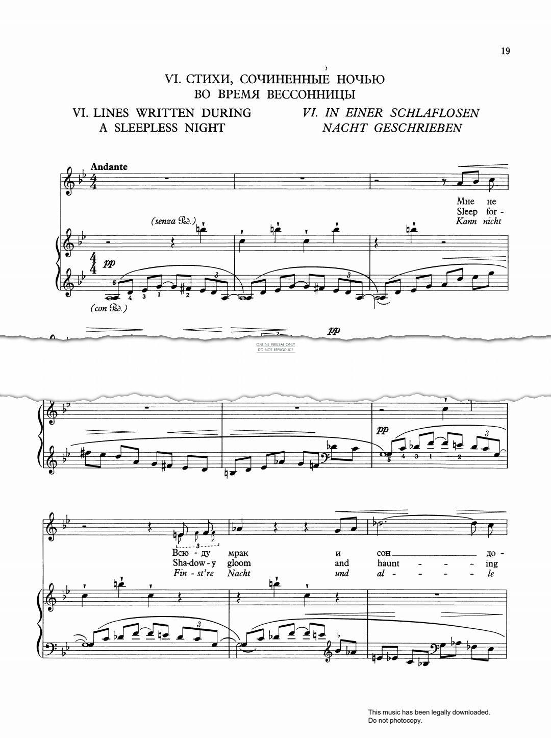 Product picture to: VI. Lines Written During A Sleepless Night (from 'The Poet's Echo Op.76')