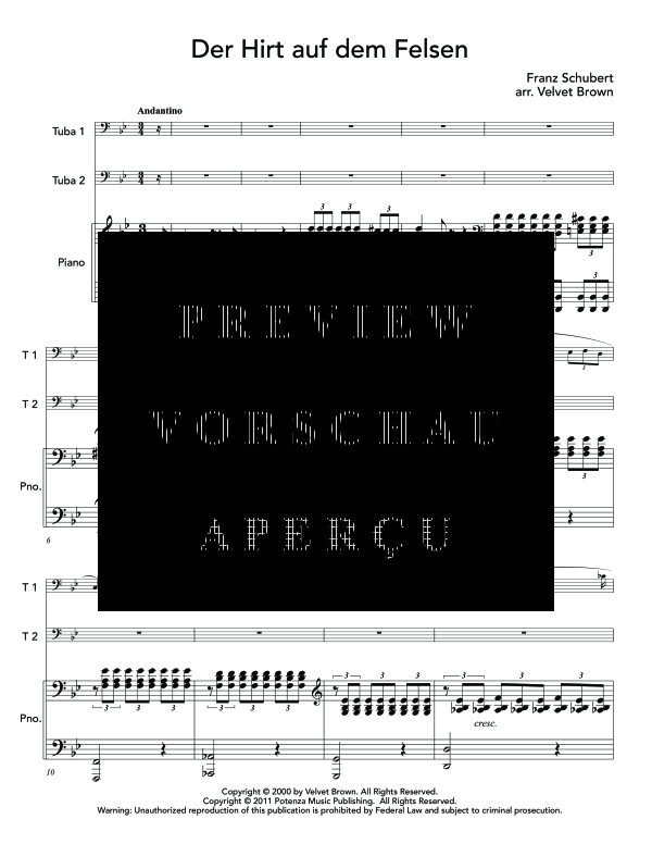 Produktgalerie: Seite 5 von 11 Der Hirt auf dem Felsen , , (Trio 2x Tuba + Klavier)