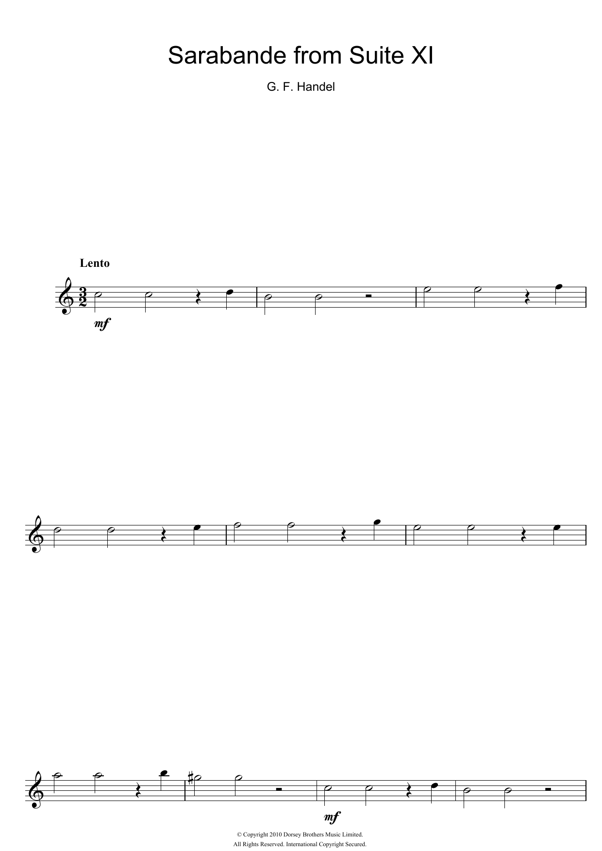 Product gallery: Page 1 of 1 Sarabande (from Suite XI), George Frideric Handel