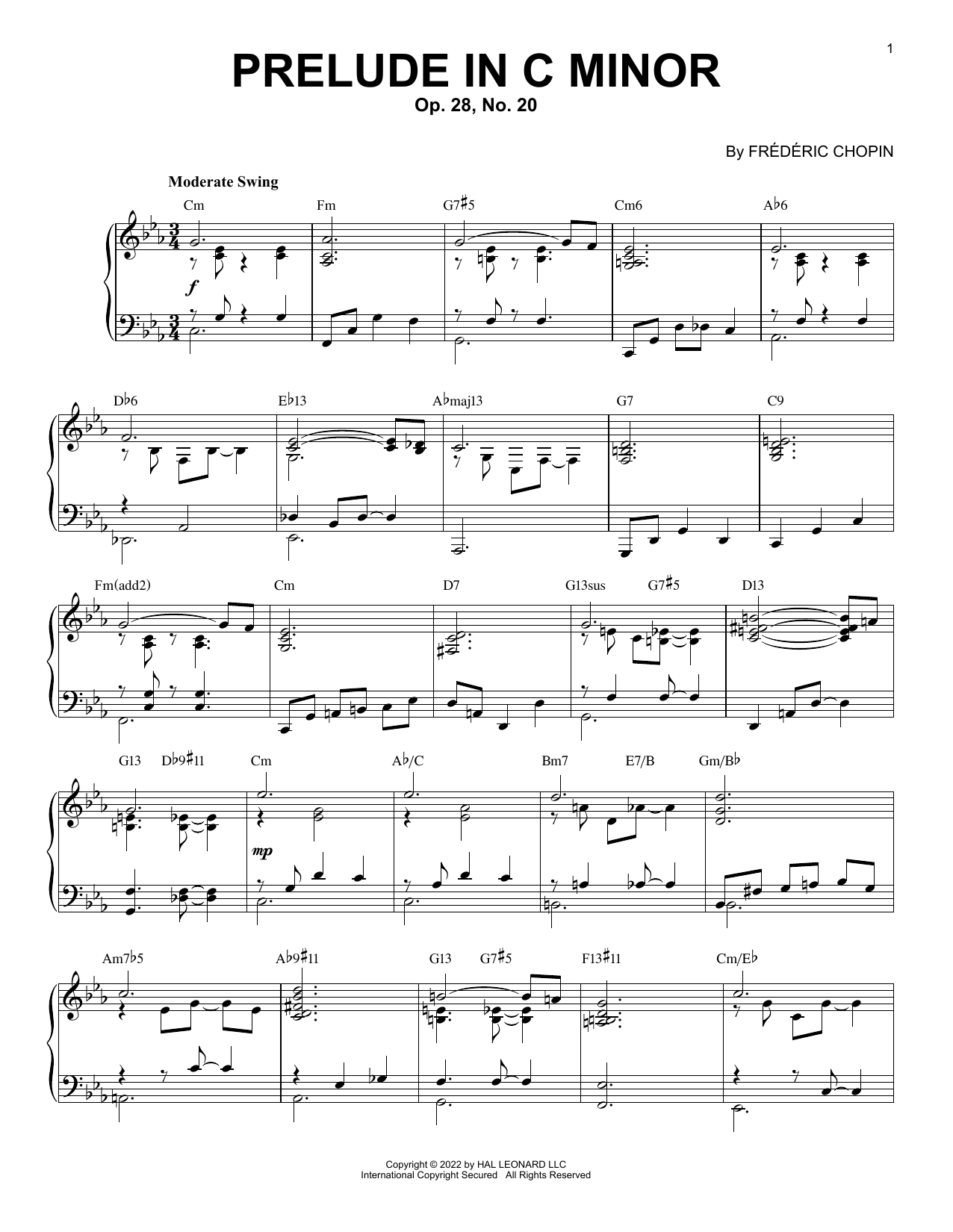Product picture to: Prelude In C Minor, Op. 28, No. 20 [Jazz version] (arr. Brent Edstrom)