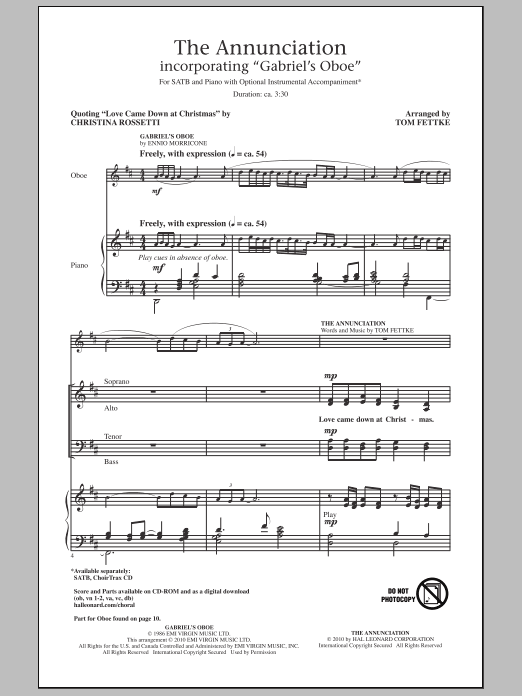 Product picture to: The Annunciation (incorporating Gabriel's Oboe)