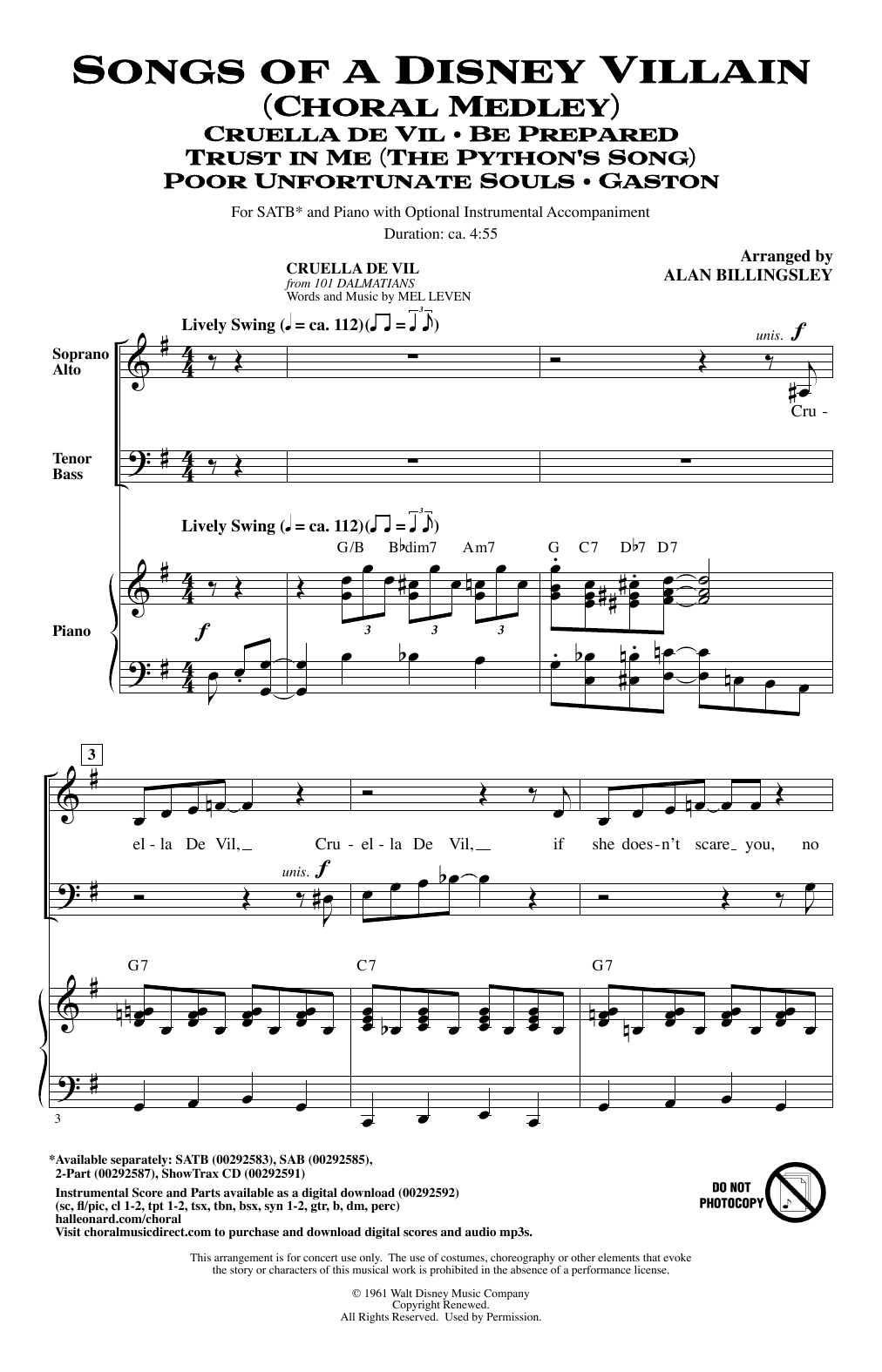Product picture to: Songs Of A Disney Villain (Choral Medley)