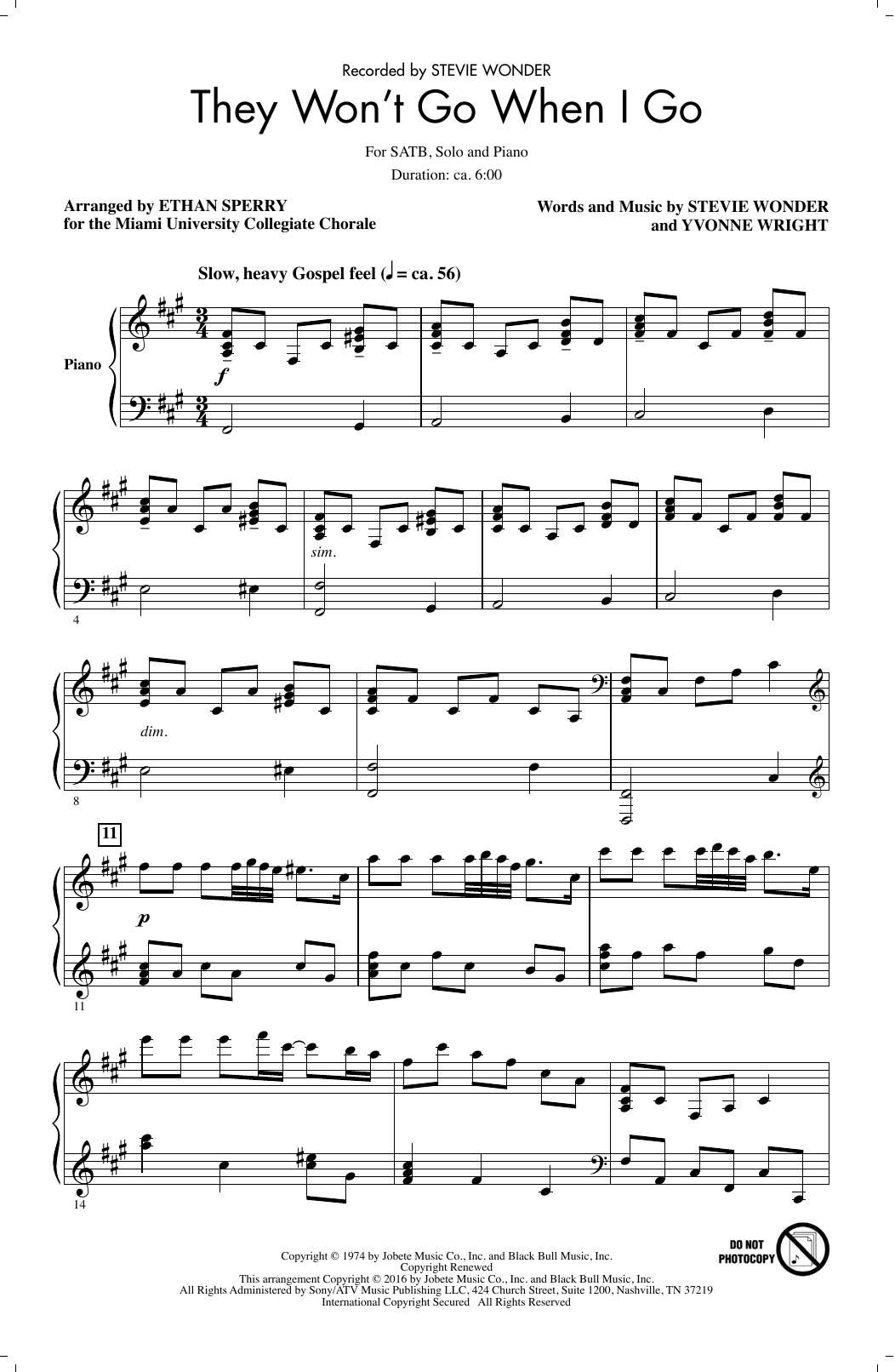 Product picture to: They Won't Go When I Go (arr. Ethan Sperry)