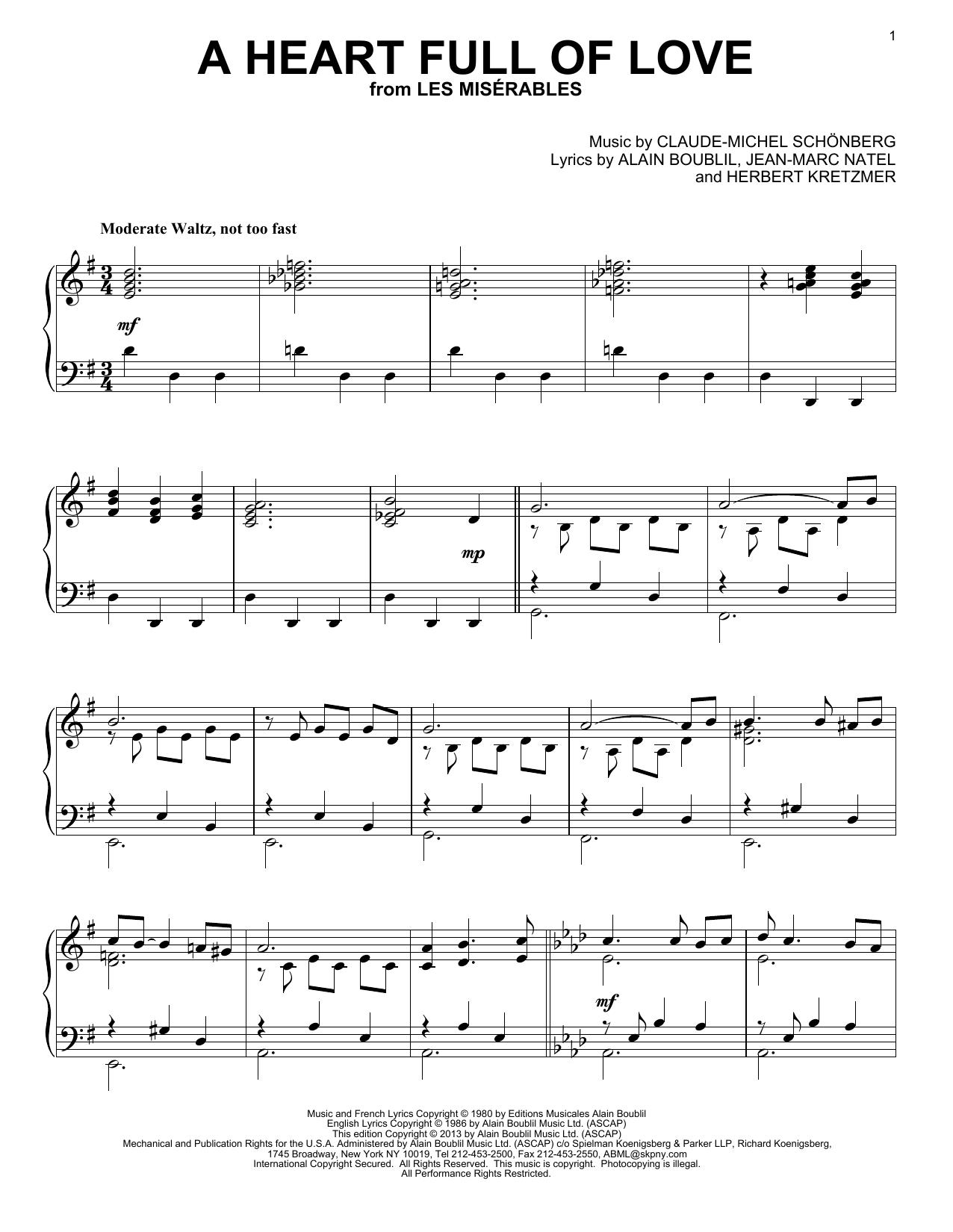 Product gallery: Page 1 of 1 A Heart Full Of Love, Les Miserables (Musical)