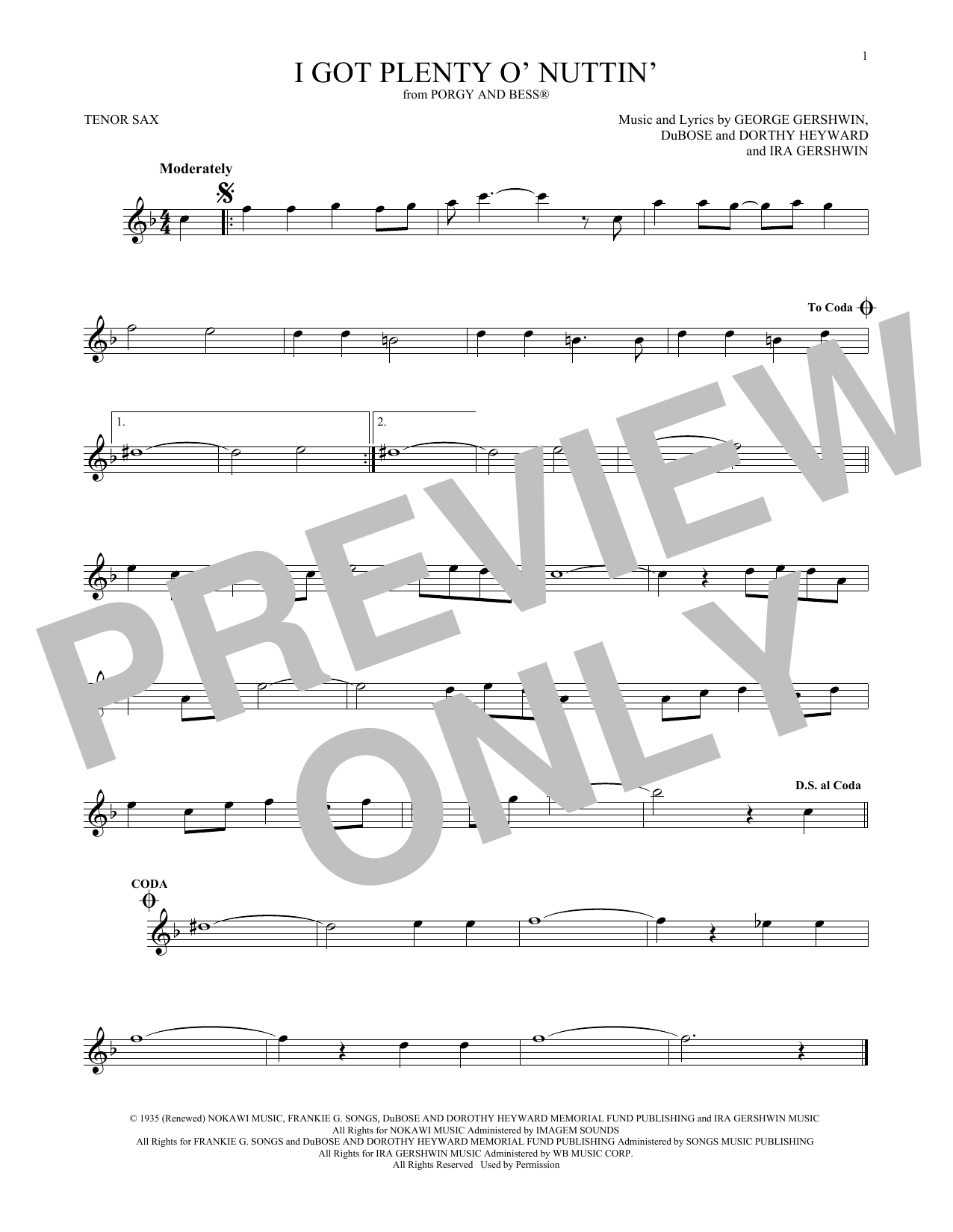 Product gallery: Page 1 of 1 I Got Plenty O' Nuttin', George Gershwin