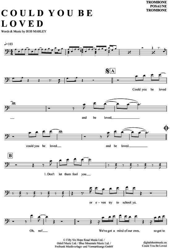 Product picture to: Could you be loved Bob Marley