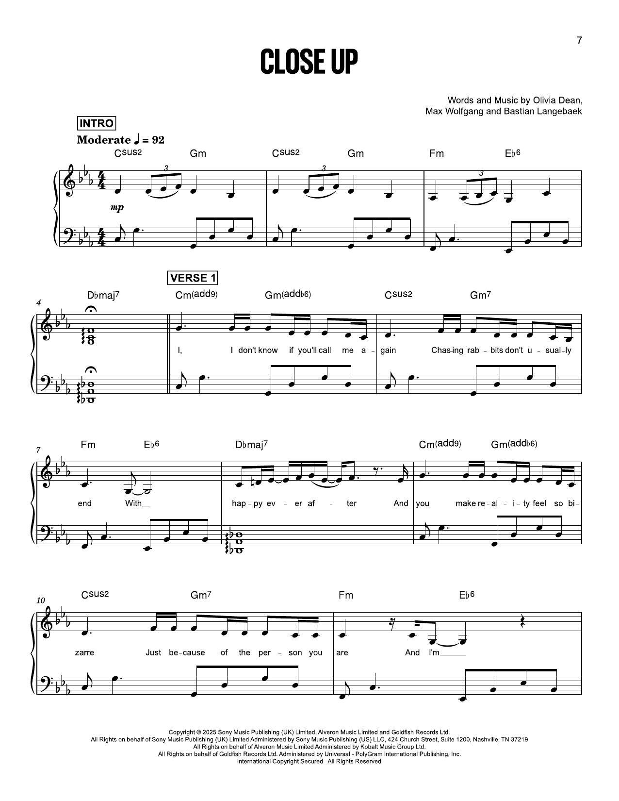 Produktgalerie: Seite 1 von 1 Close Up, Olivia Dean