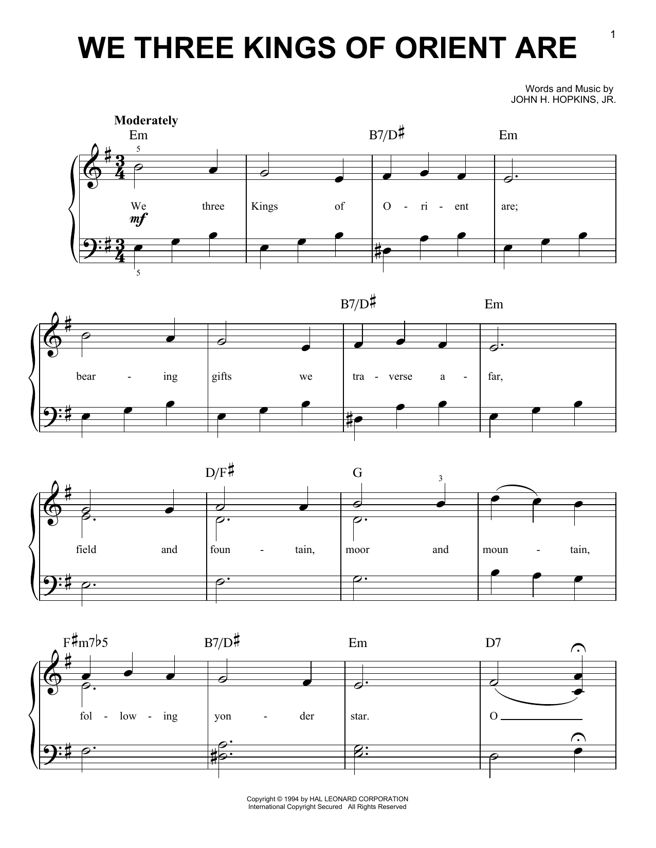Produktgalerie: Seite 1 von 1 We Three Kings Of Orient Are, John H. Hopkins, Jr., Klavier