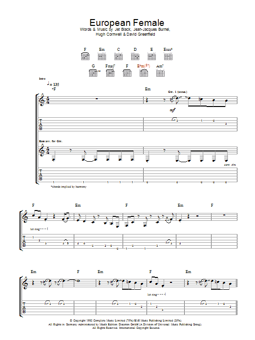 Produktgalerie: Seite 1 von 1 European Female, The Stranglers, Gitarre