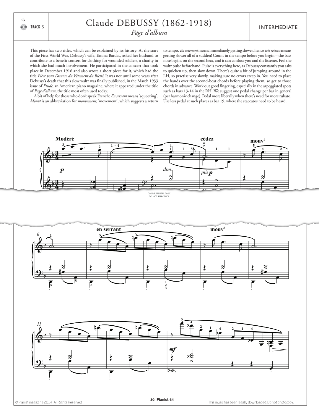 gallery: Page d'album, Claude Debussy, Klavier