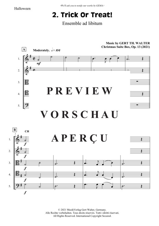 Produktgalerie: Seite 2 von 2 Trick Or Treat! (Flexibles Quintett) , ,  (Stimmen in C, B, G, F, Es)