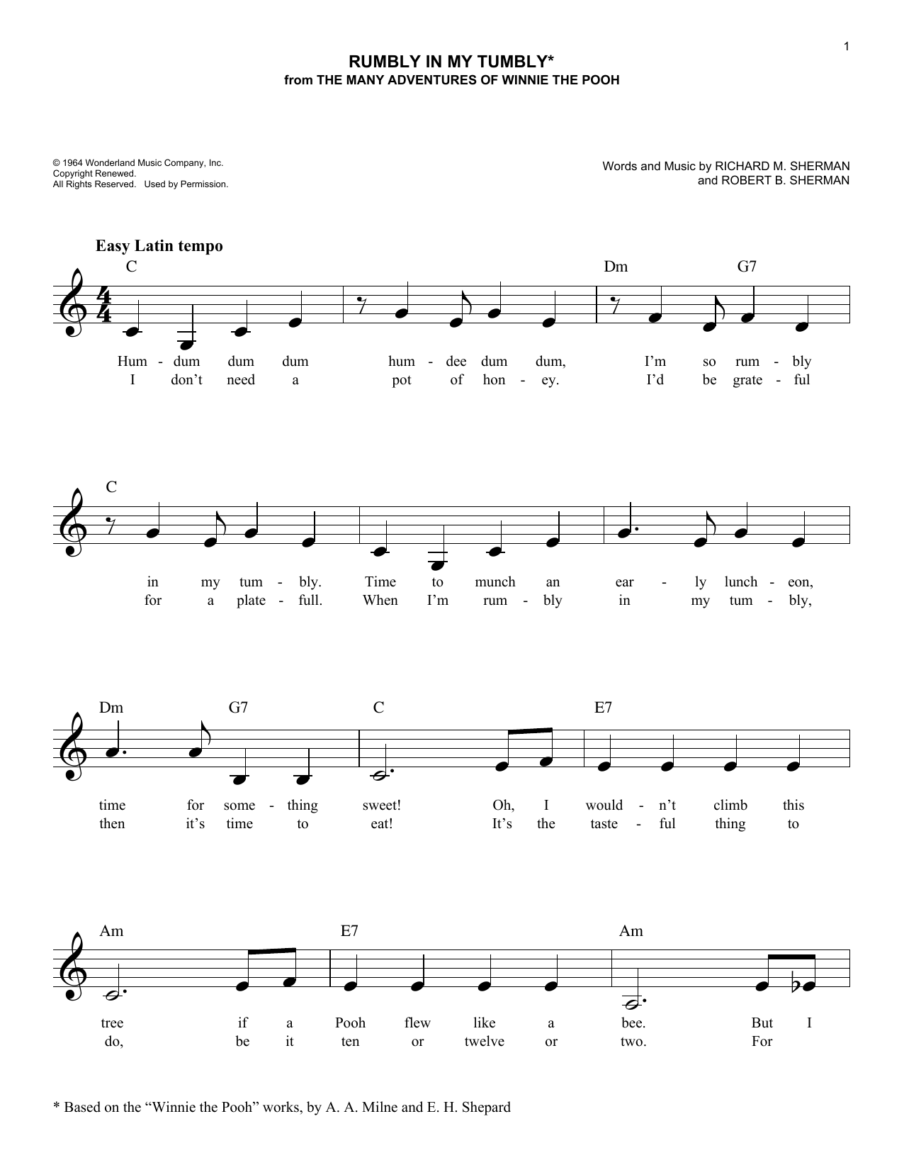 Produktbild zu: Rumbly In My Tumbly (from The Many Adventures Of Winnie The Pooh)