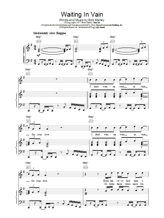 Produktgalerie: Seite 1 von 1 Waiting In Vain, Bob Marley, Gesang, Gitarre, Klavier