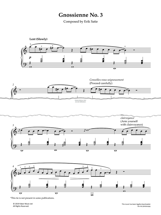 Produktgalerie: Seite 1 von 1 Gnossienne No.3, Erik Satie, Klavier