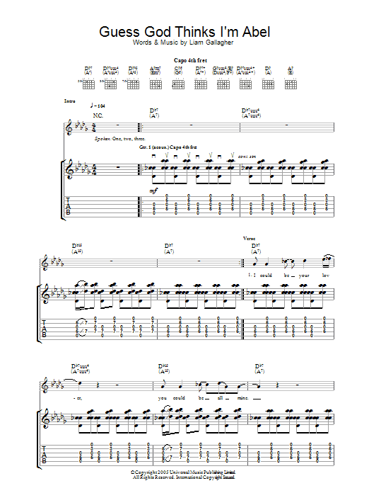Produktgalerie: Seite 1 von 1 Guess God Thinks I'm Abel, Oasis, Gitarre