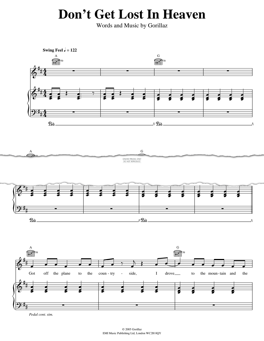 Produktgalerie: Seite 1 von 1 Don't Get Lost In Heaven, Gorillaz, Gesang, Gitarre, Klavier
