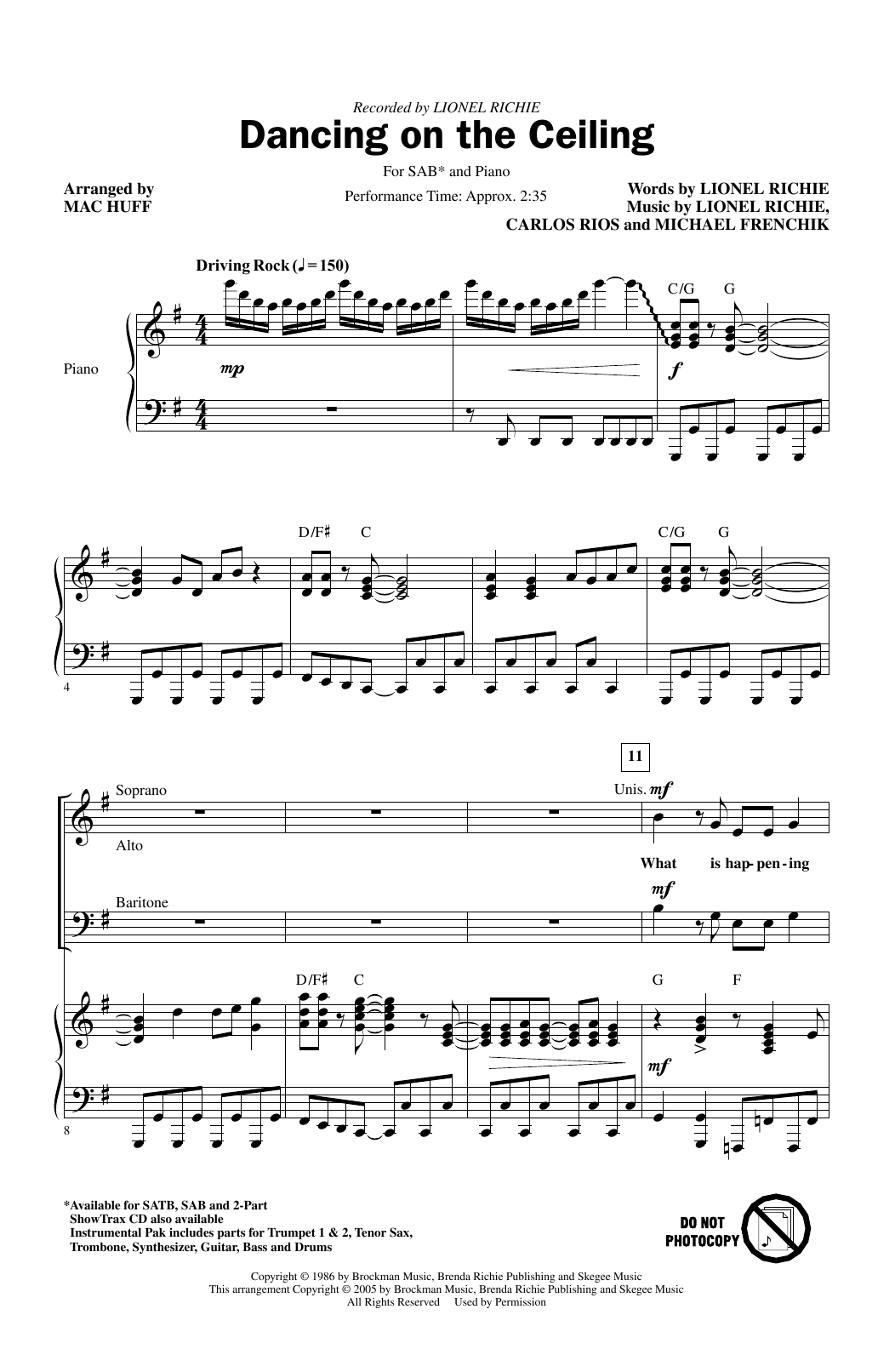 Product picture to: Dancing On The Ceiling (arr. Mac Huff)