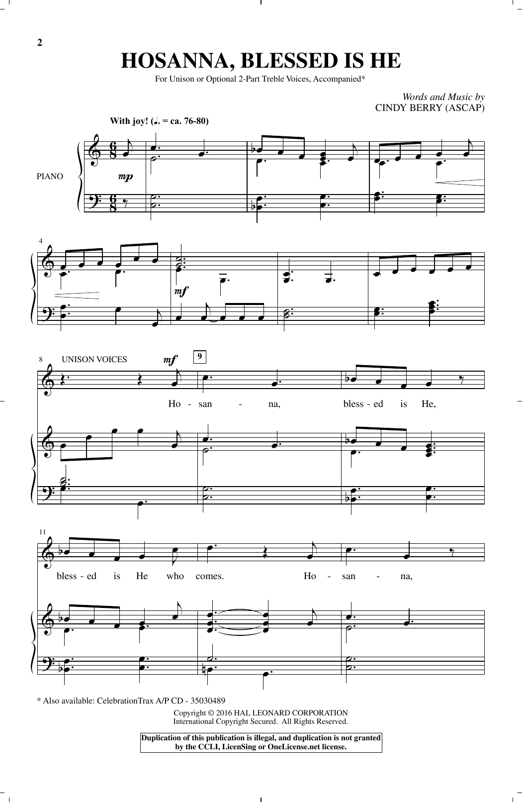 Produktbild zu: Hosanna, Blessed Is He