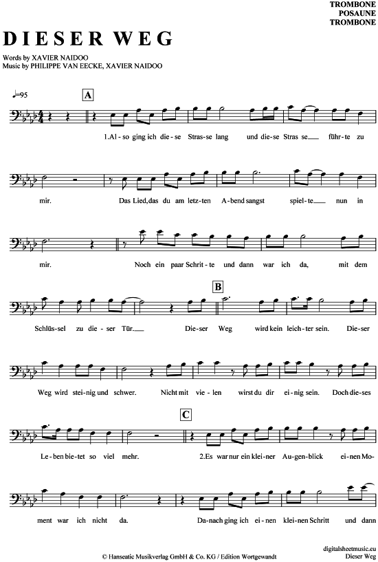 Product gallery: Page 1 of 4 Dieser Weg , Adoro, (Posaune / Bariton)