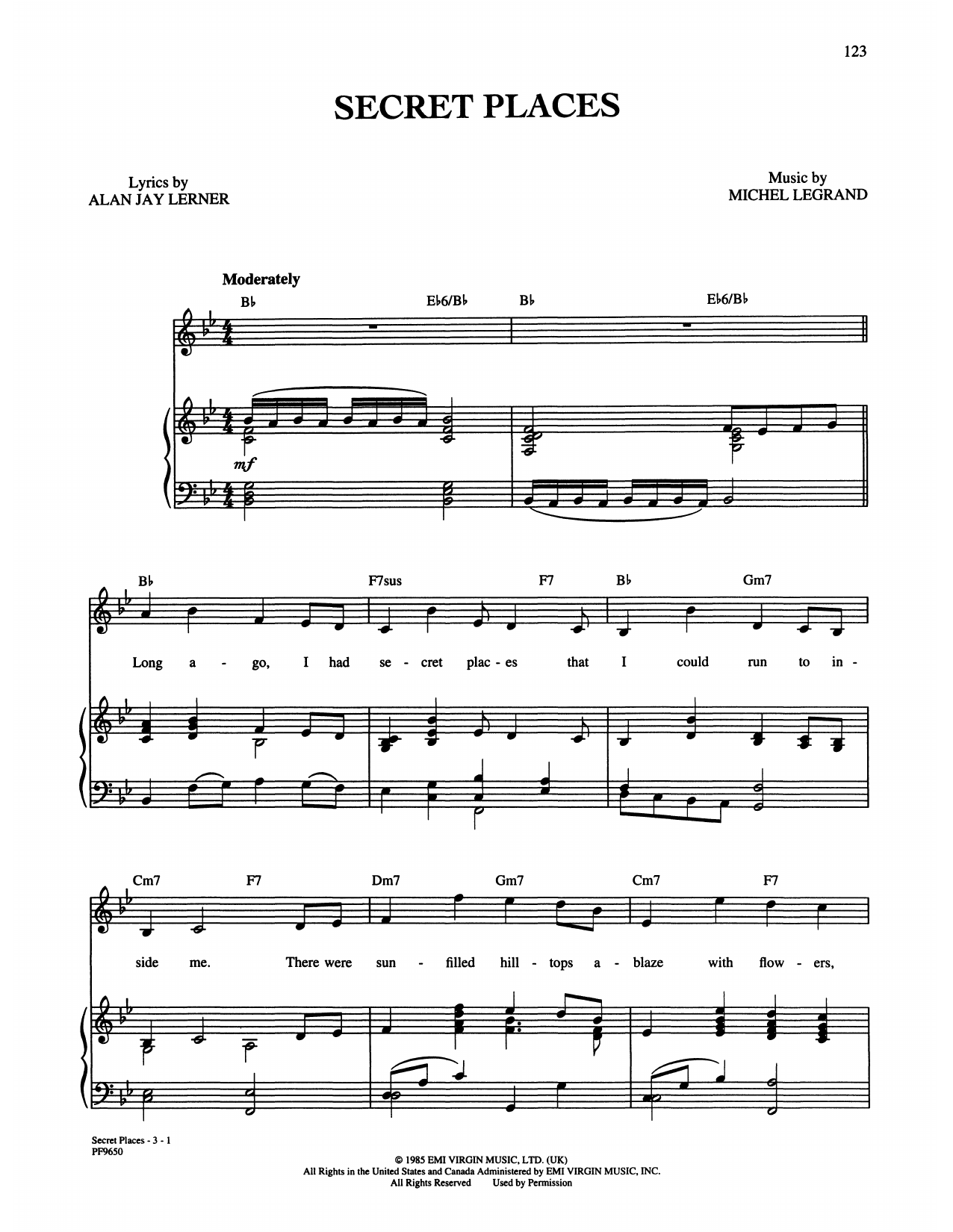 Product gallery: Page 1 of 1 Secret Places, Alan Jay Lerner and Michel Legrand