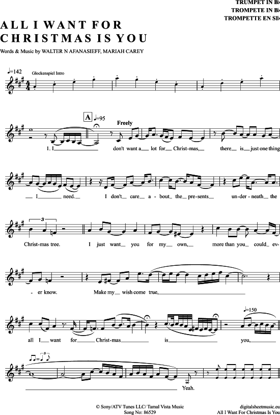 Product gallery: Page 1 of 5 All I Want For Christmas Is You , Carey, Mariah, Trumpet in B-flat