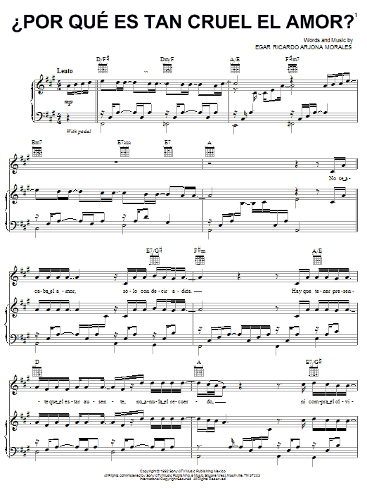 Produktgalerie: Seite 1 von 1 Por Que Es Tan Cruel El Amor, Ricardo Arjona, Gesang, Gitarre, Klavier